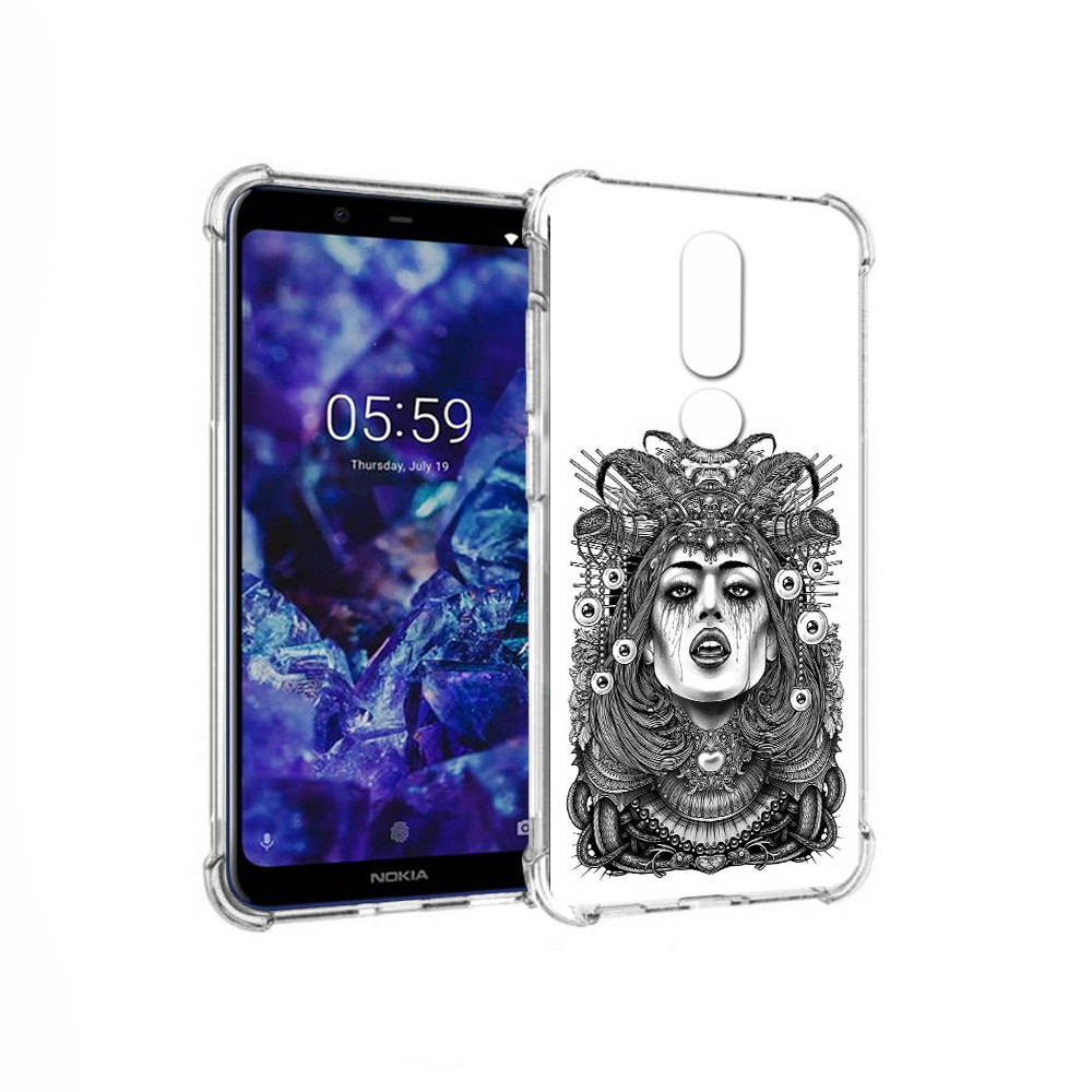 

Чехол MyPads Tocco для Nokia 5.1 Plus портрет девушки черно белый (PT119548.120.551), Прозрачный, Tocco