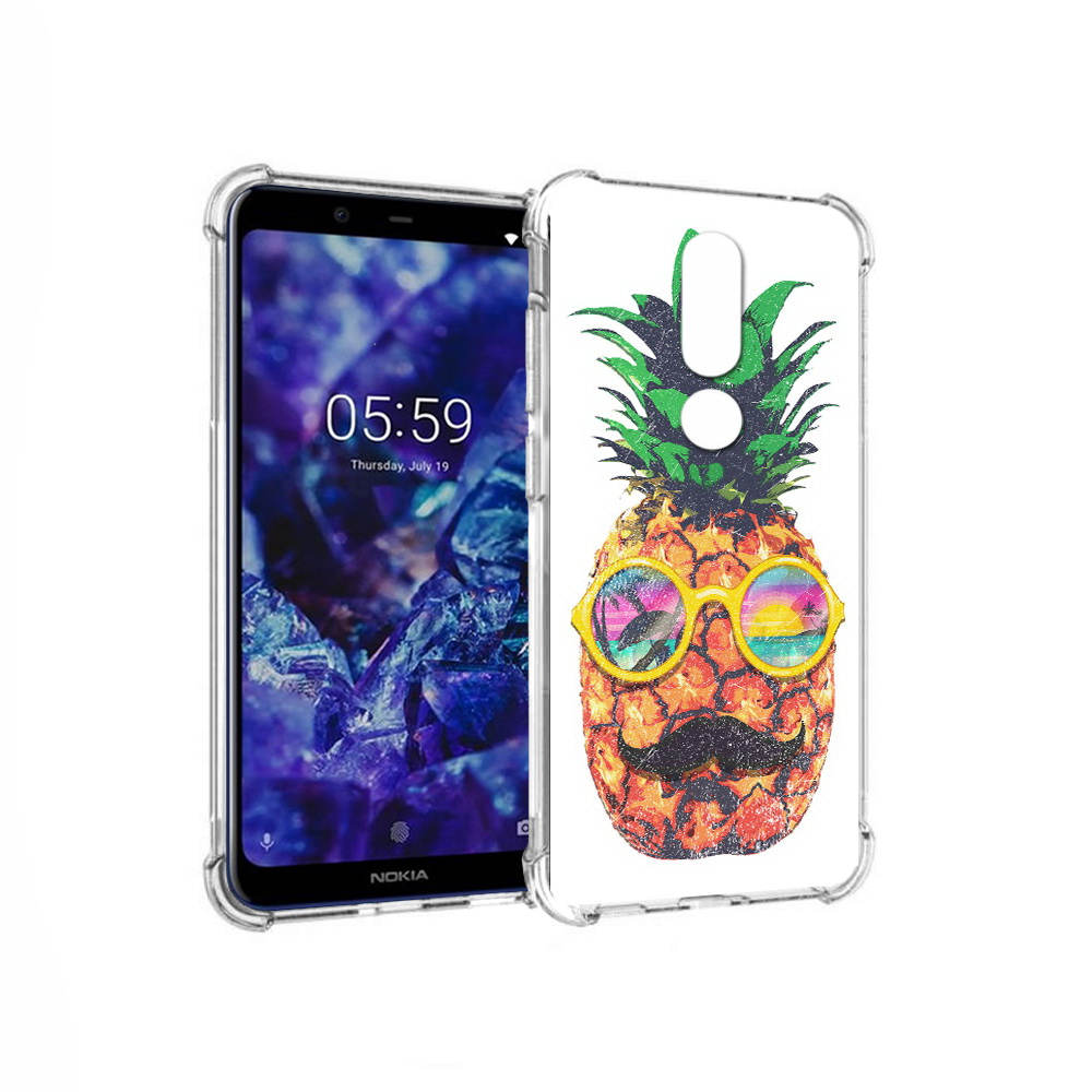 

Чехол MyPads Tocco для Nokia 5.1 Plus прикольный ананас с лицом (PT119548.120.556), Прозрачный, Tocco