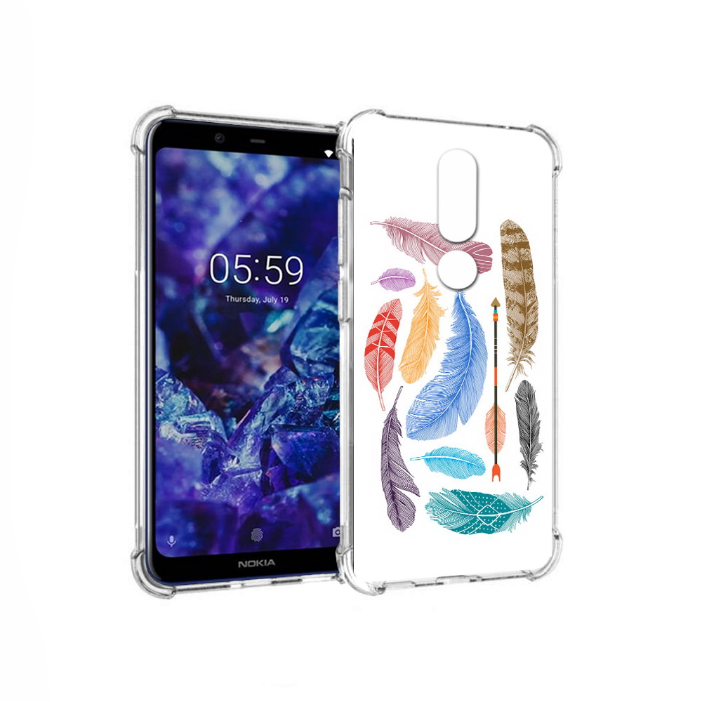 

Чехол MyPads Tocco для Nokia 5.1 Plus разноцветные перья (PT119548.120.572), Прозрачный, Tocco