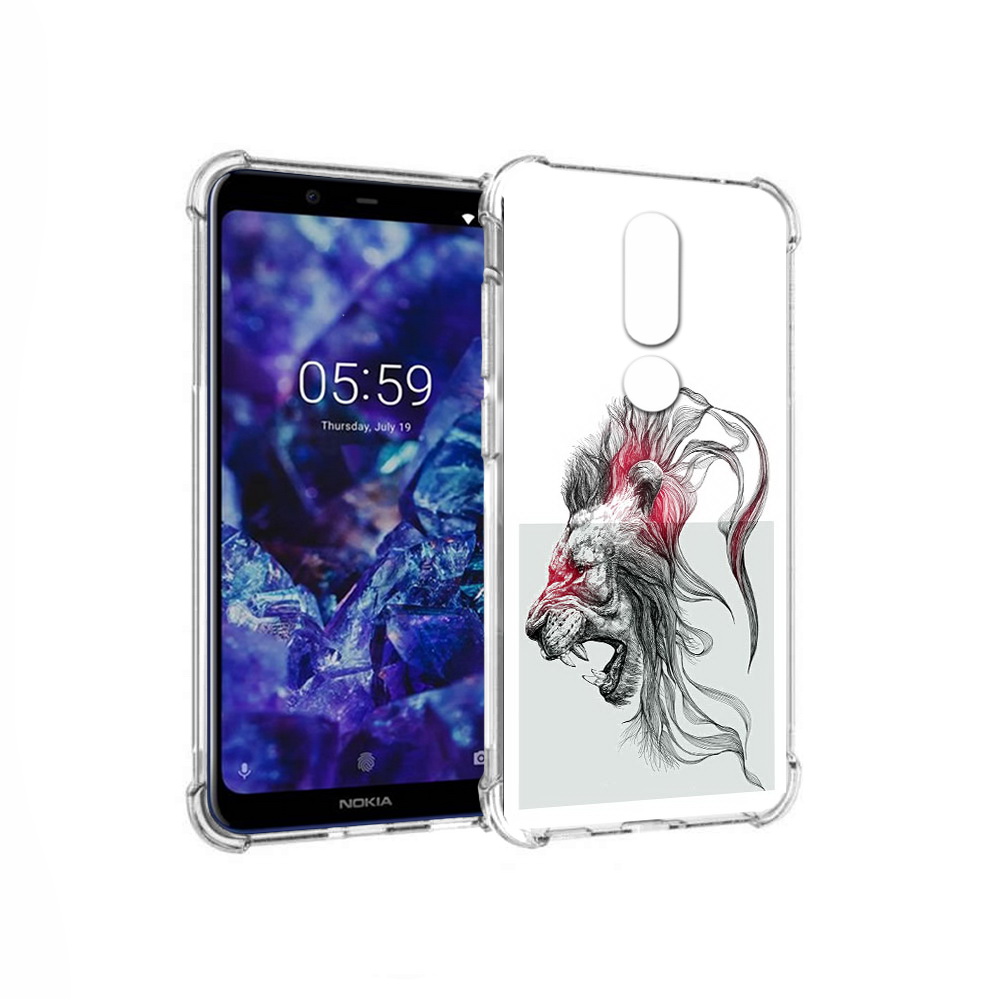 

Чехол MyPads Tocco для Nokia 5.1 Plus разъяренный лев (PT119548.120.576), Прозрачный, Tocco