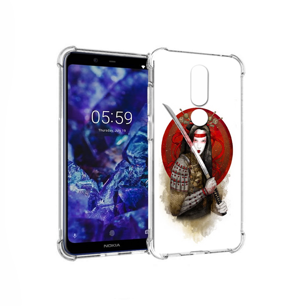 

Чехол MyPads Tocco для Nokia 5.1 Plus рисованная девушка с катаной (PT119548.120.580), Прозрачный, Tocco