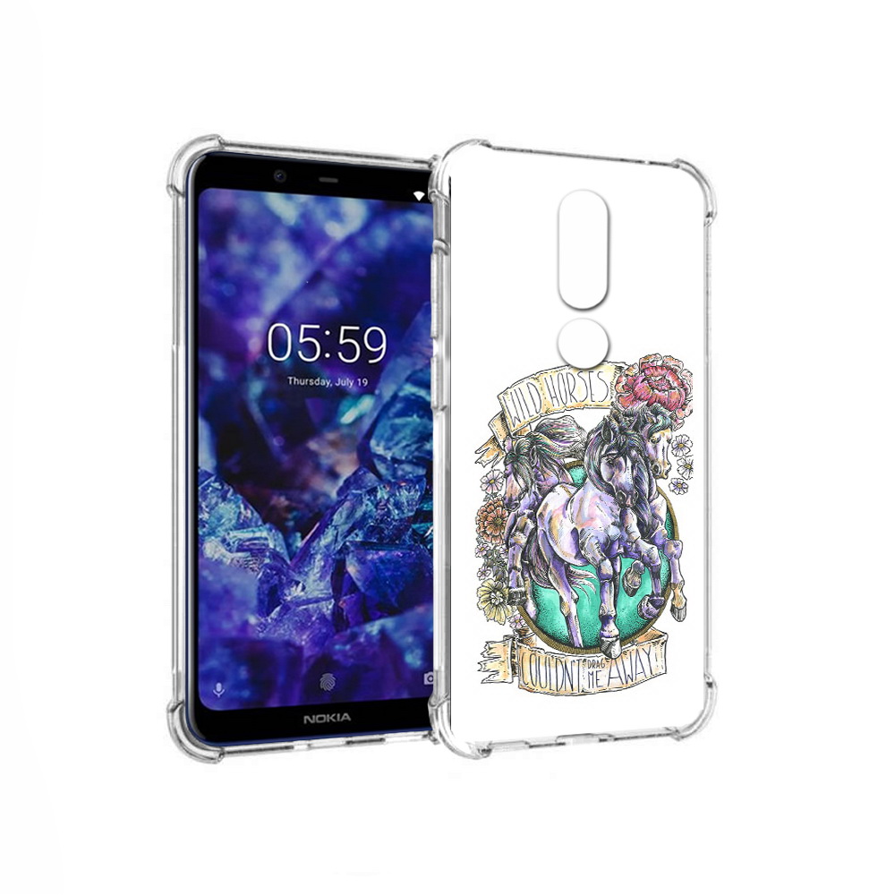 

Чехол MyPads Tocco для Nokia 5.1 Plus рисунок коней в цветах (PT119548.120.582), Прозрачный, Tocco