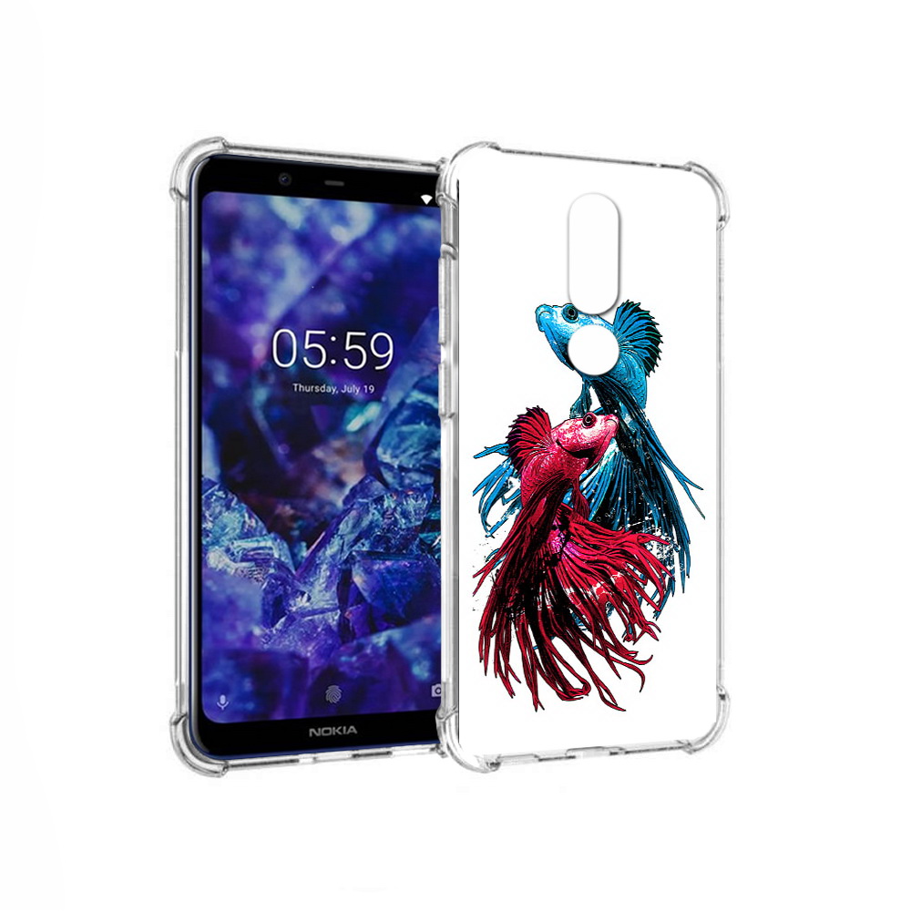 

Чехол MyPads Tocco для Nokia 5.1 Plus рыбы петушки (PT119548.120.592), Прозрачный, Tocco