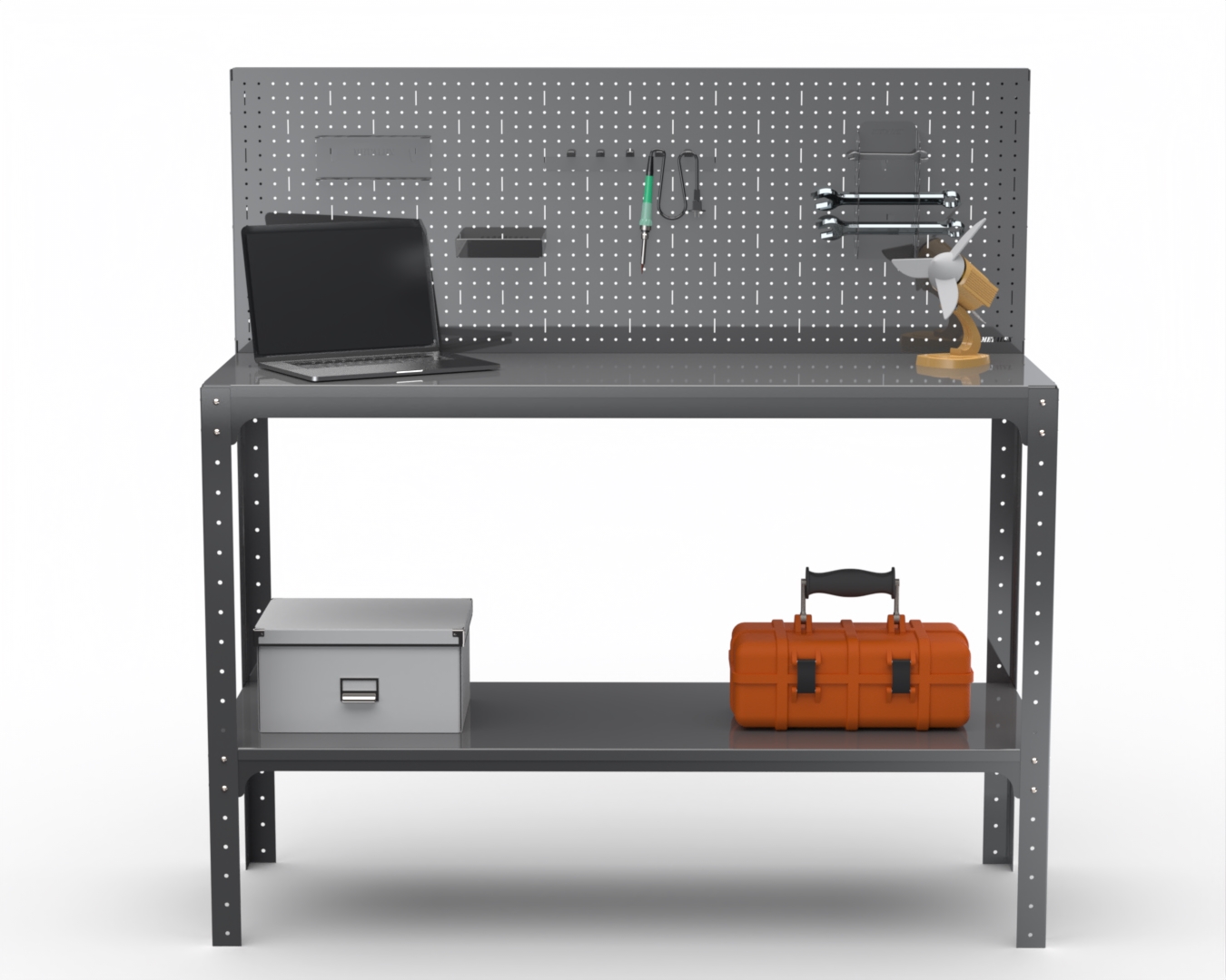 

Стол-верстак Metalex серия KIT 950х1200х600 (одна полка) + перфопанель, серый