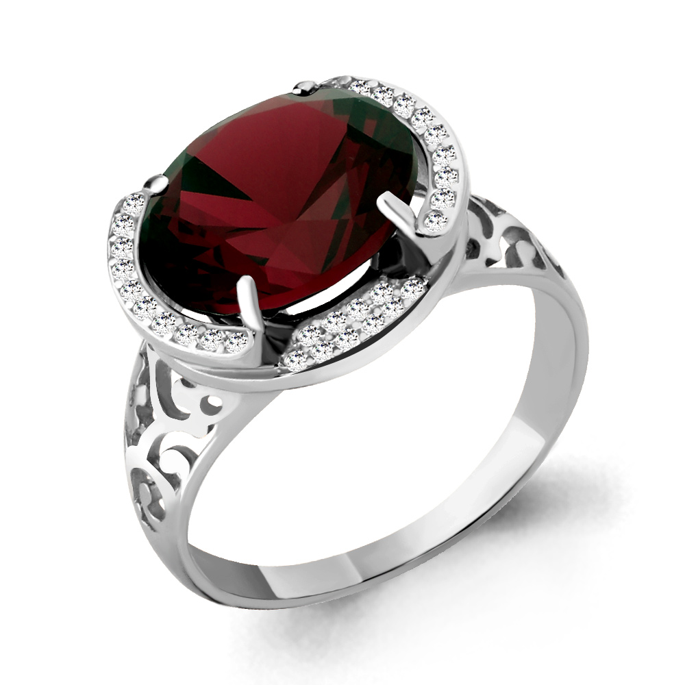 

Кольцо из серебра с гранатом р. 20 Aquamarine 6580085А_925_р, 6580085А_925_р