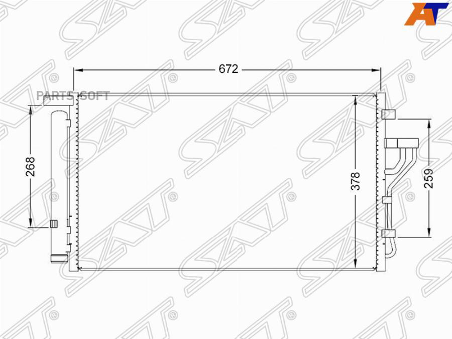 SAT ST-HY14-394-B0 Радиатор кондиционера HYUNDAI IX35/KIA SPORTAGE 10- 1шт