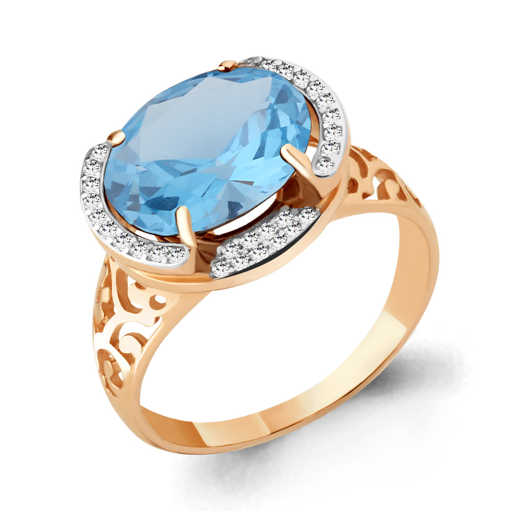 

Кольцо из серебра с топазом р. , Aquamarine 6580092А_925_з, 6580092А_925_з