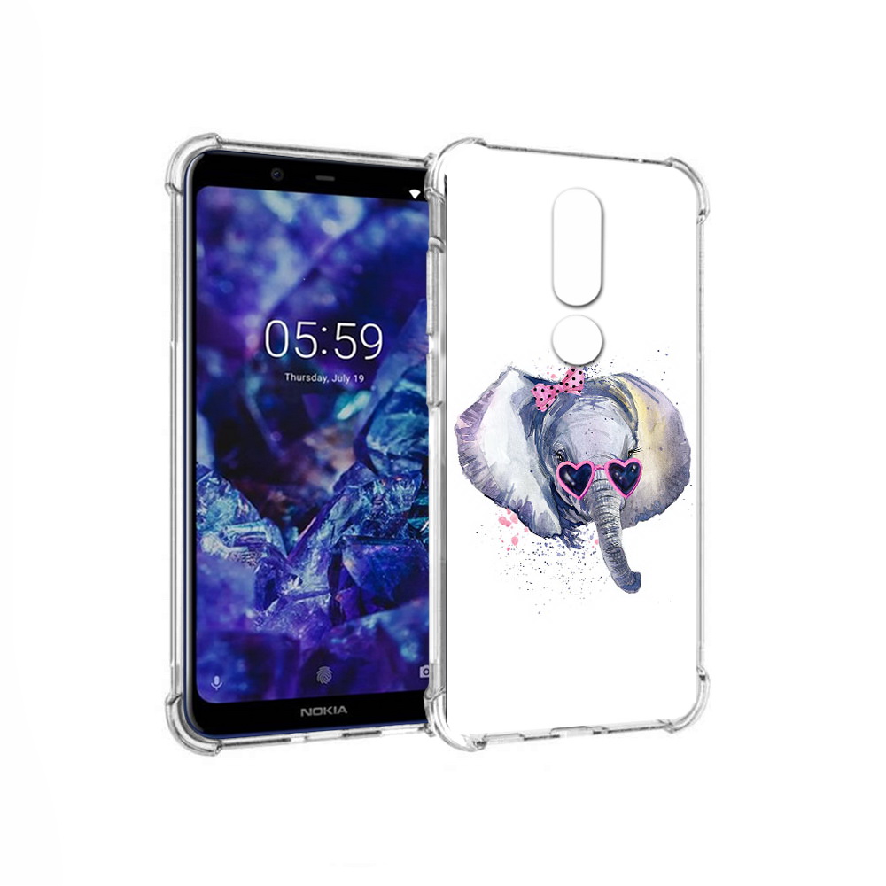 

Чехол MyPads Tocco для Nokia 5.1 Plus слоник в очках (PT119548.120.608), Прозрачный, Tocco