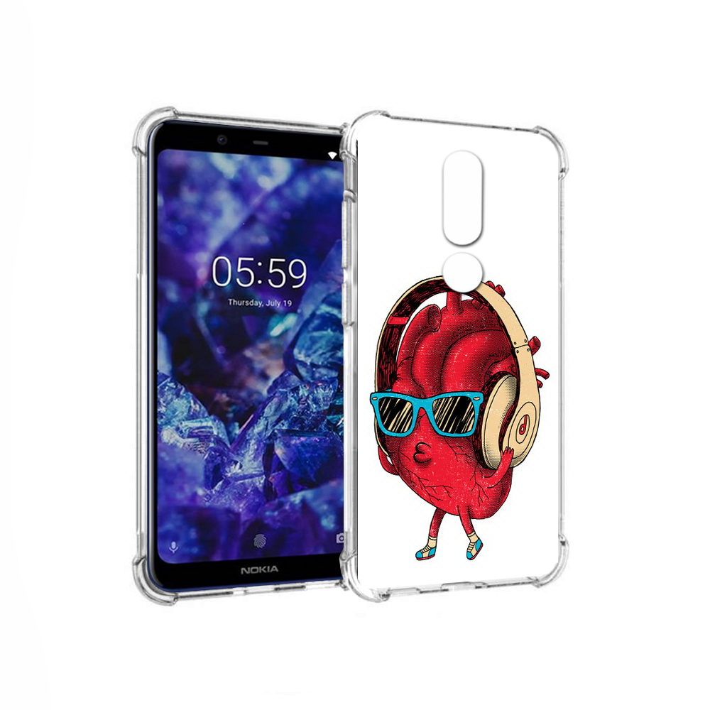 

Чехол MyPads Tocco для Nokia 5.1 Plus слушай сердце (PT119548.120.609), Прозрачный, Tocco