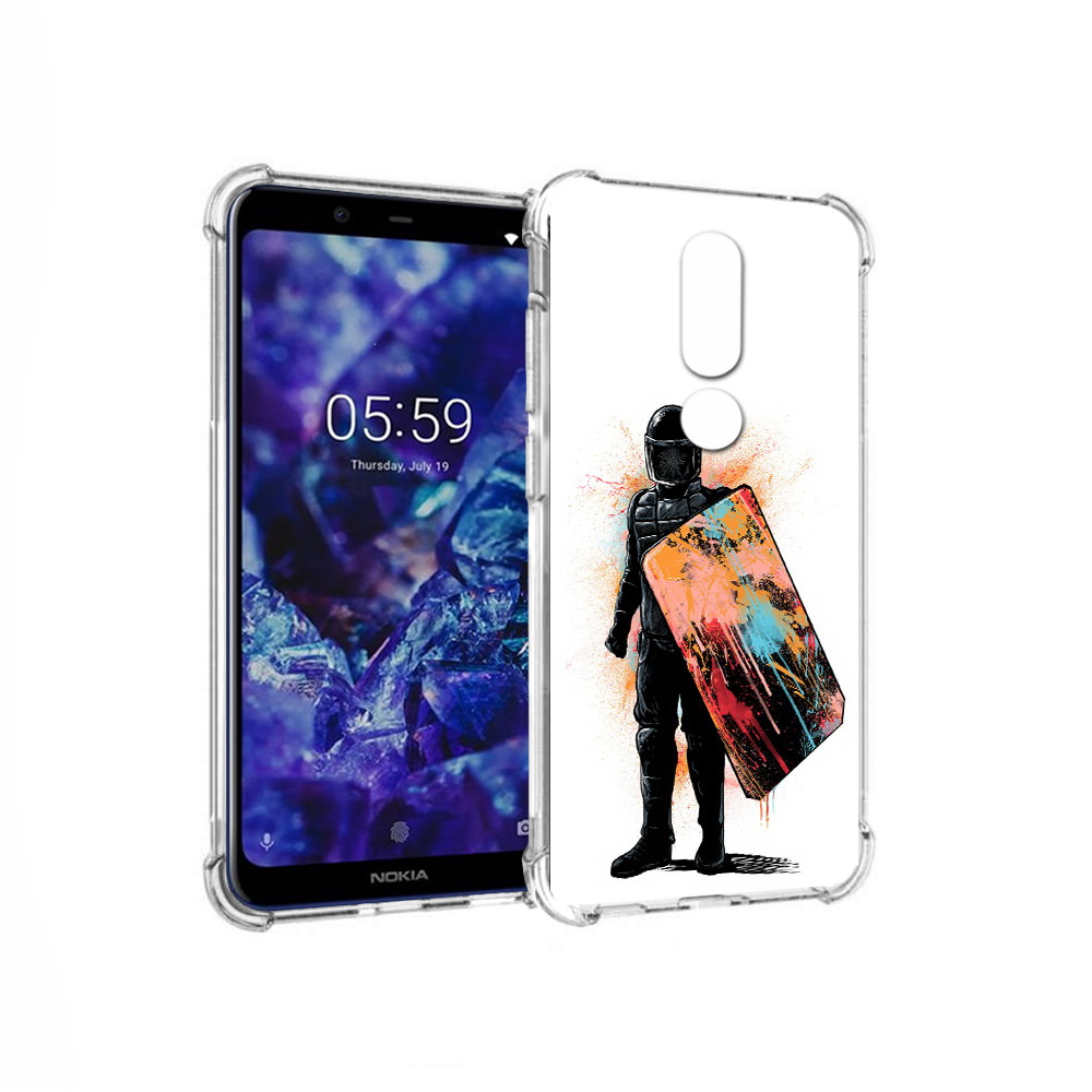 

Чехол MyPads Tocco для Nokia 5.1 Plus солдат с красочным щитом (PT119548.120.614), Прозрачный, Tocco
