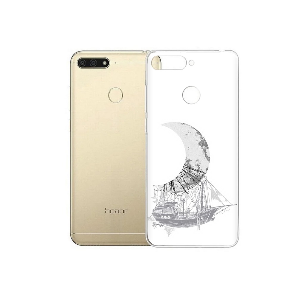 

Чехол MyPads Tocco для Huawei 7C черно белый корабль полумесяц (PT111175.61.684), Прозрачный, Tocco
