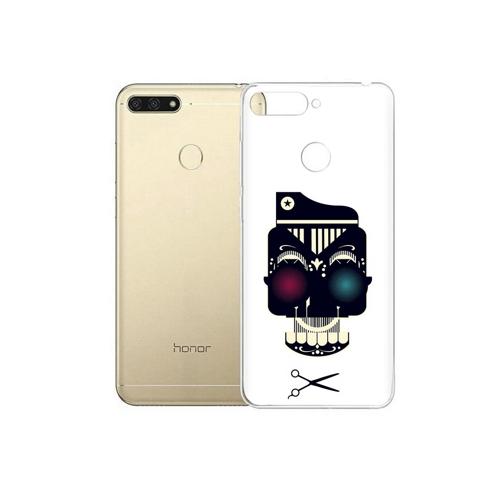

Чехол MyPads Tocco для Huawei 7C черно белый скелет с яркими глазами (PT111175.61.687), Прозрачный, Tocco