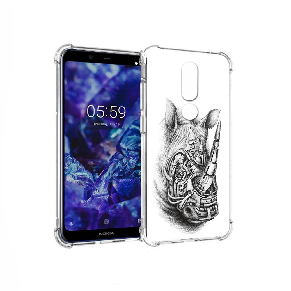 

Чехол MyPads Tocco для Nokia 5.1 Plus стальной носорог (PT119548.120.620), Прозрачный, Tocco