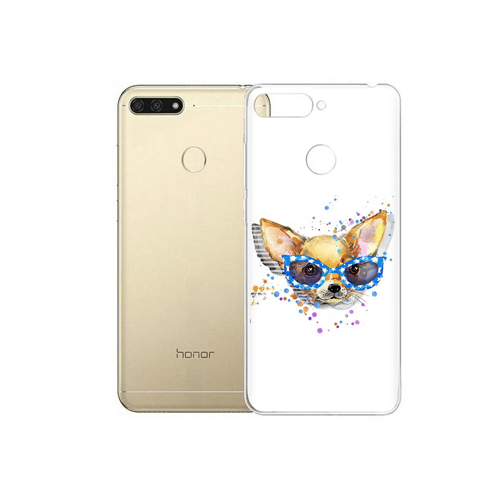 

Чехол MyPads Tocco для Huawei 7C чихуа-хуа в очках (PT111175.61.691), Прозрачный, Tocco