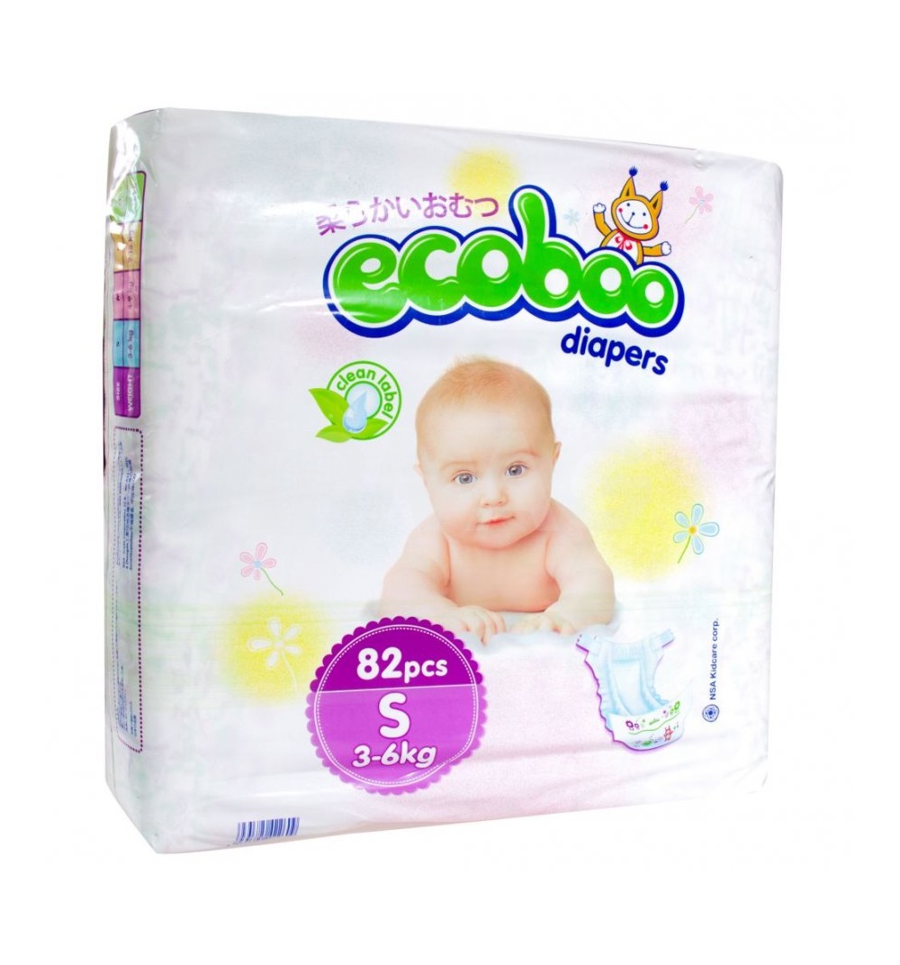 фото Подгузники ecoboo, р 2, 3-6 кг, 82 шт