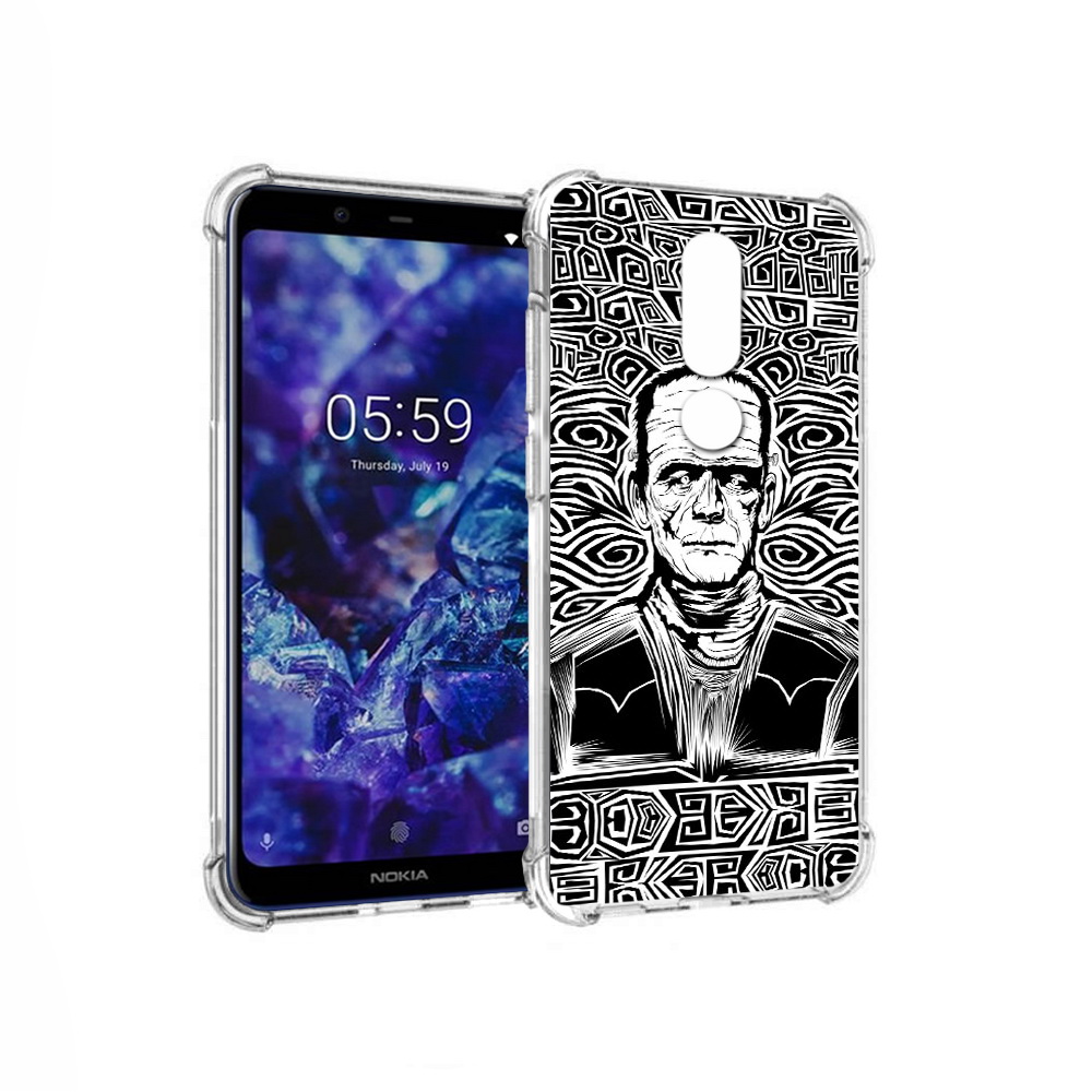 

Чехол MyPads Tocco для Nokia 5.1 Plus франкенштейн черно белый (PT119548.120.661), Прозрачный, Tocco