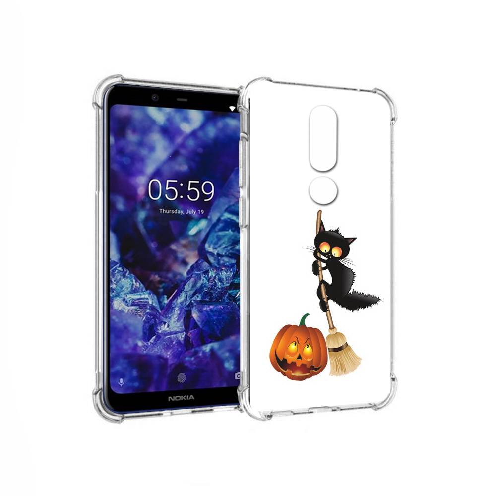 

Чехол MyPads Tocco для Nokia 5.1 Plus хэлуинский котик (PT119548.120.667), Прозрачный, Tocco