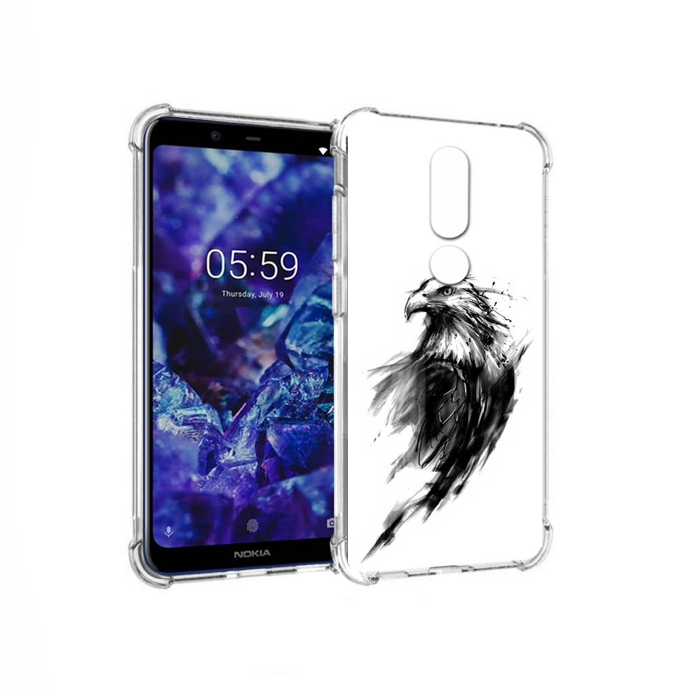 

Чехол MyPads Tocco для Nokia 5.1 Plus чб птица (PT119548.120.670), Прозрачный, Tocco
