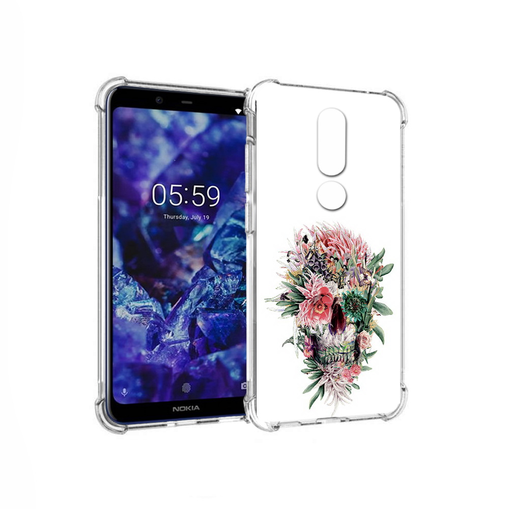 

Чехол MyPads Tocco для Nokia 5.1 Plus череп из цветов (PT119548.120.677), Прозрачный, Tocco