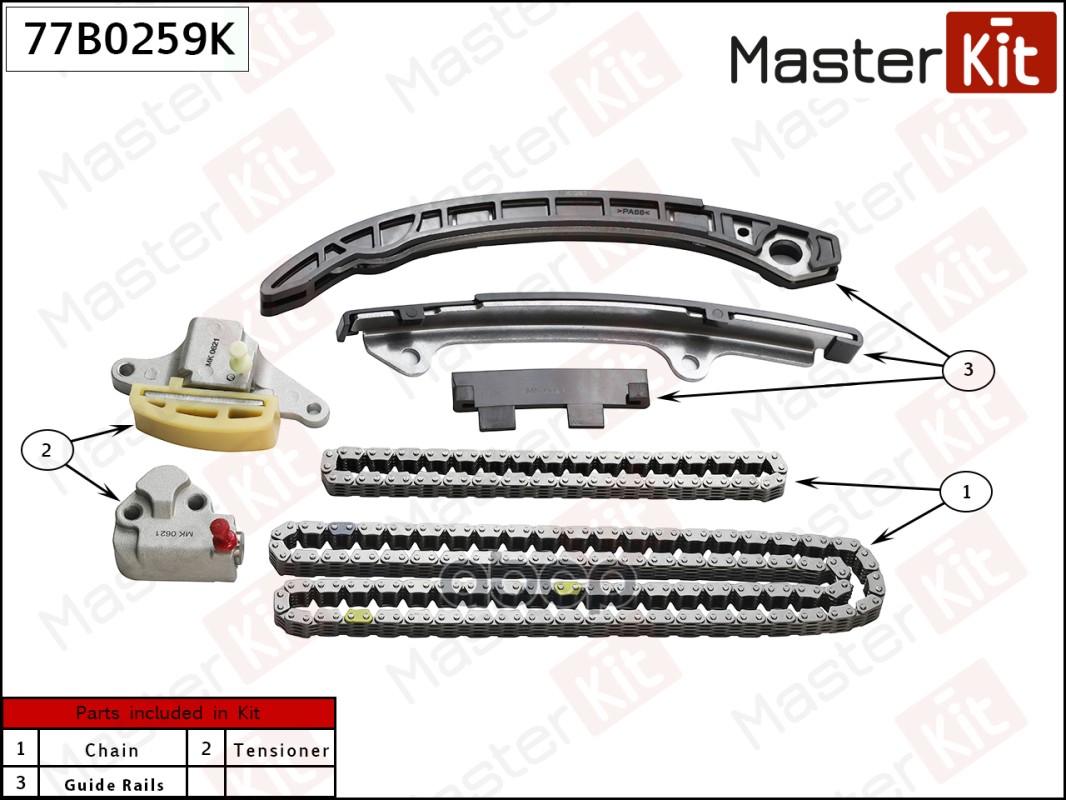 Комплект Цепи Грм Nissan X-Trail (T31) >10  Qr25de MasterKit арт. 77B0259K