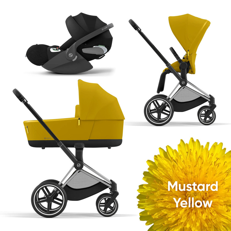 

Коляска Cybex Priam IV 3 в 1 шасси IV Chrome Black/Mustard Yellow, Priam-4-mix