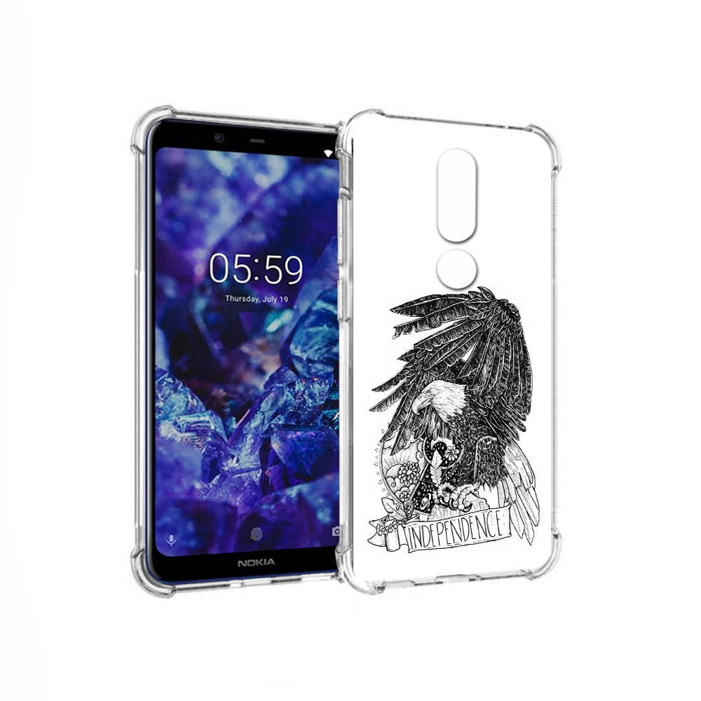 

Чехол MyPads Tocco для Nokia 5.1 Plus черно белый сокол (PT119548.120.688), Прозрачный, Tocco