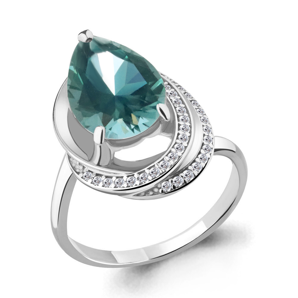 

Кольцо из серебра с турмалином р. 18 Aquamarine 6580388А_925_р, 6580388А_925_р