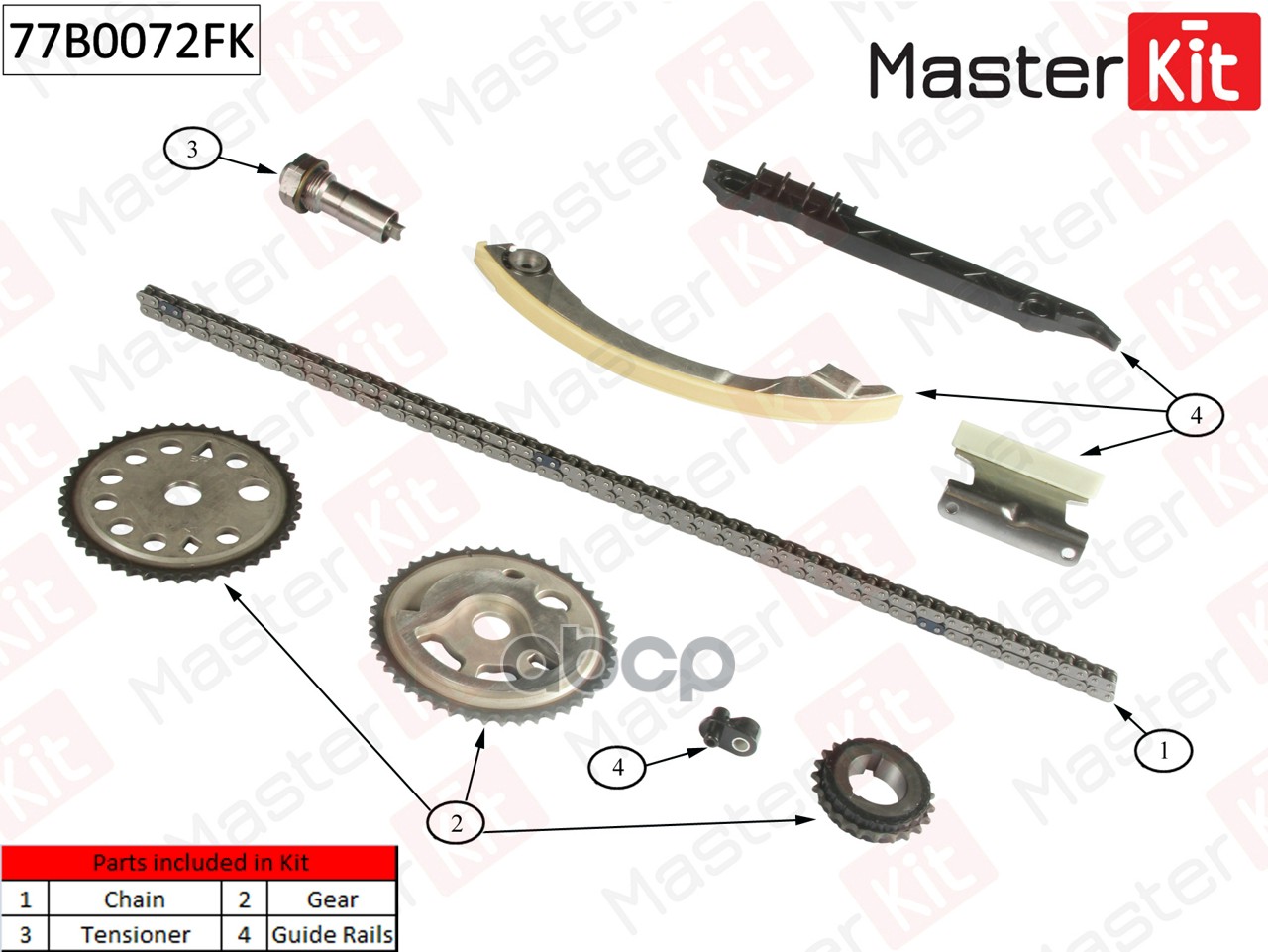 

Комплект Цепи Грм Opel Vectra С/Zafira B Z22se,Z22 02- MasterKit арт. 77B0072FK