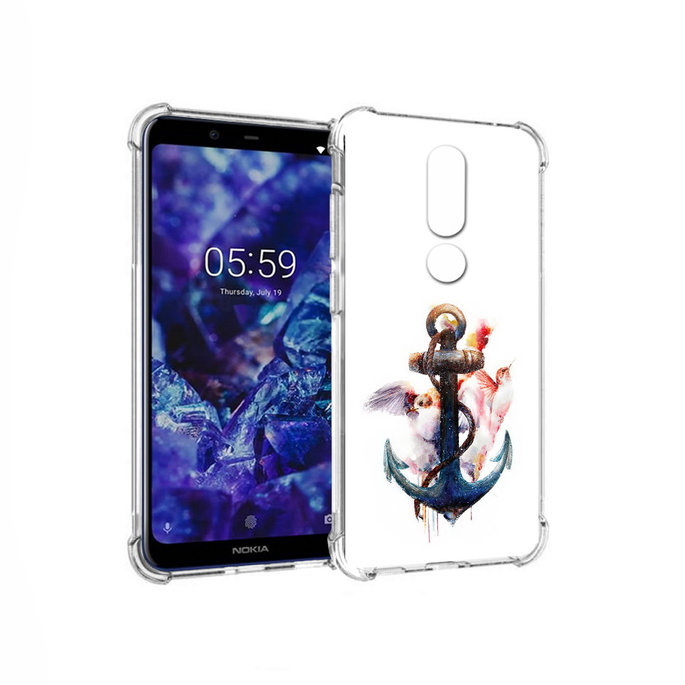 

Чехол MyPads Tocco для Nokia 5.1 Plus якорь с птицами (PT119548.120.703), Прозрачный, Tocco