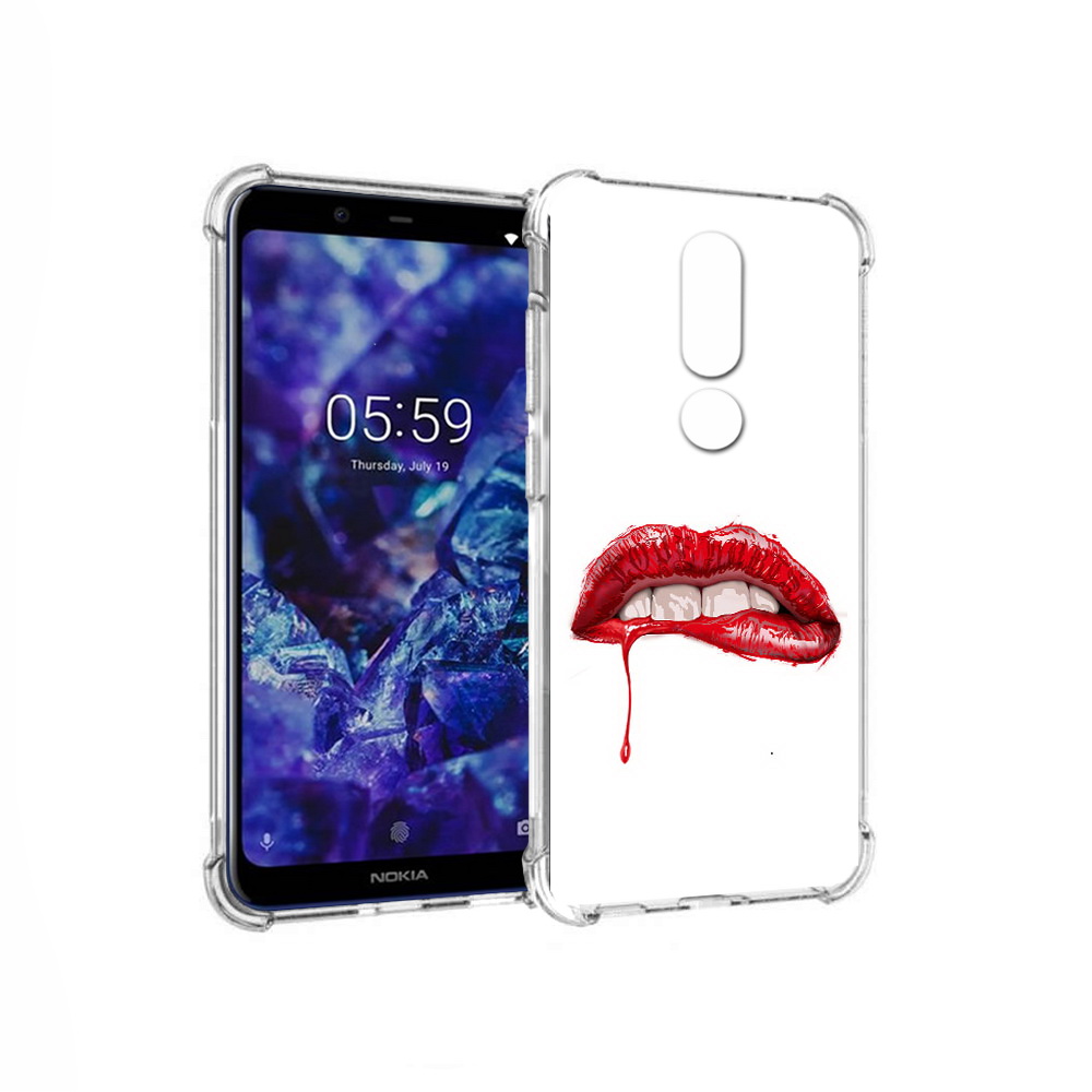 

Чехол MyPads Tocco для Nokia 5.1 Plus яркие красные губы (PT119548.120.706), Прозрачный, Tocco