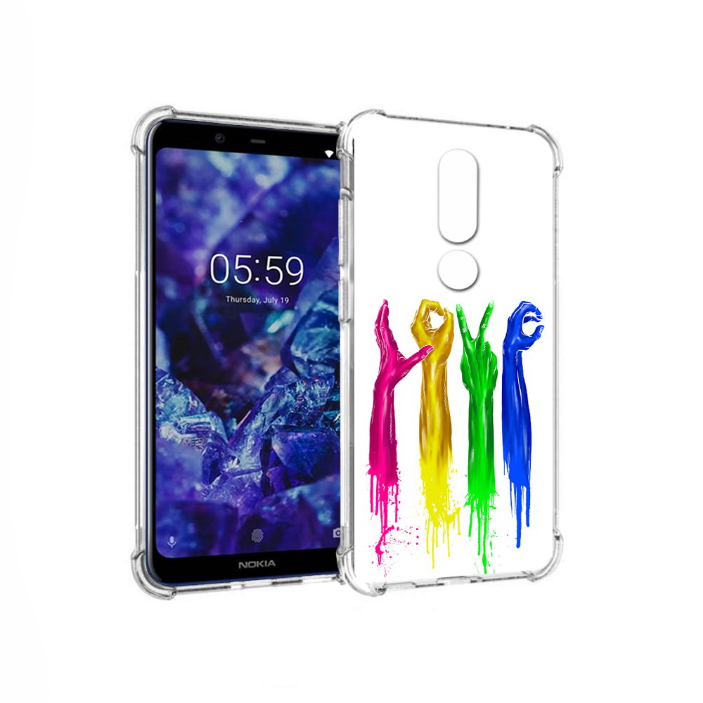 

Чехол MyPads Tocco для Nokia 5.1 Plus яркие руки love (PT119548.120.707), Прозрачный, Tocco