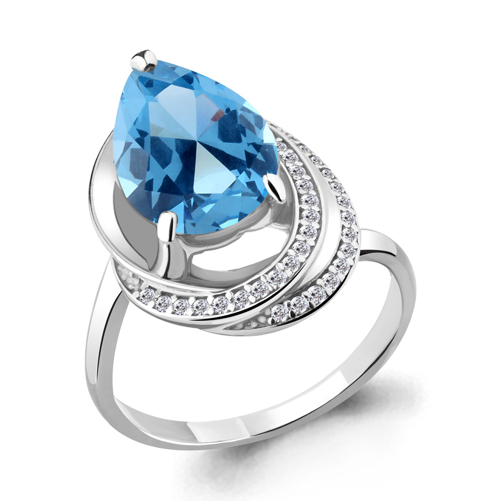 

Кольцо из серебра с топазом р. 16,5 Aquamarine 6580392А_925_р, 6580392А_925_р