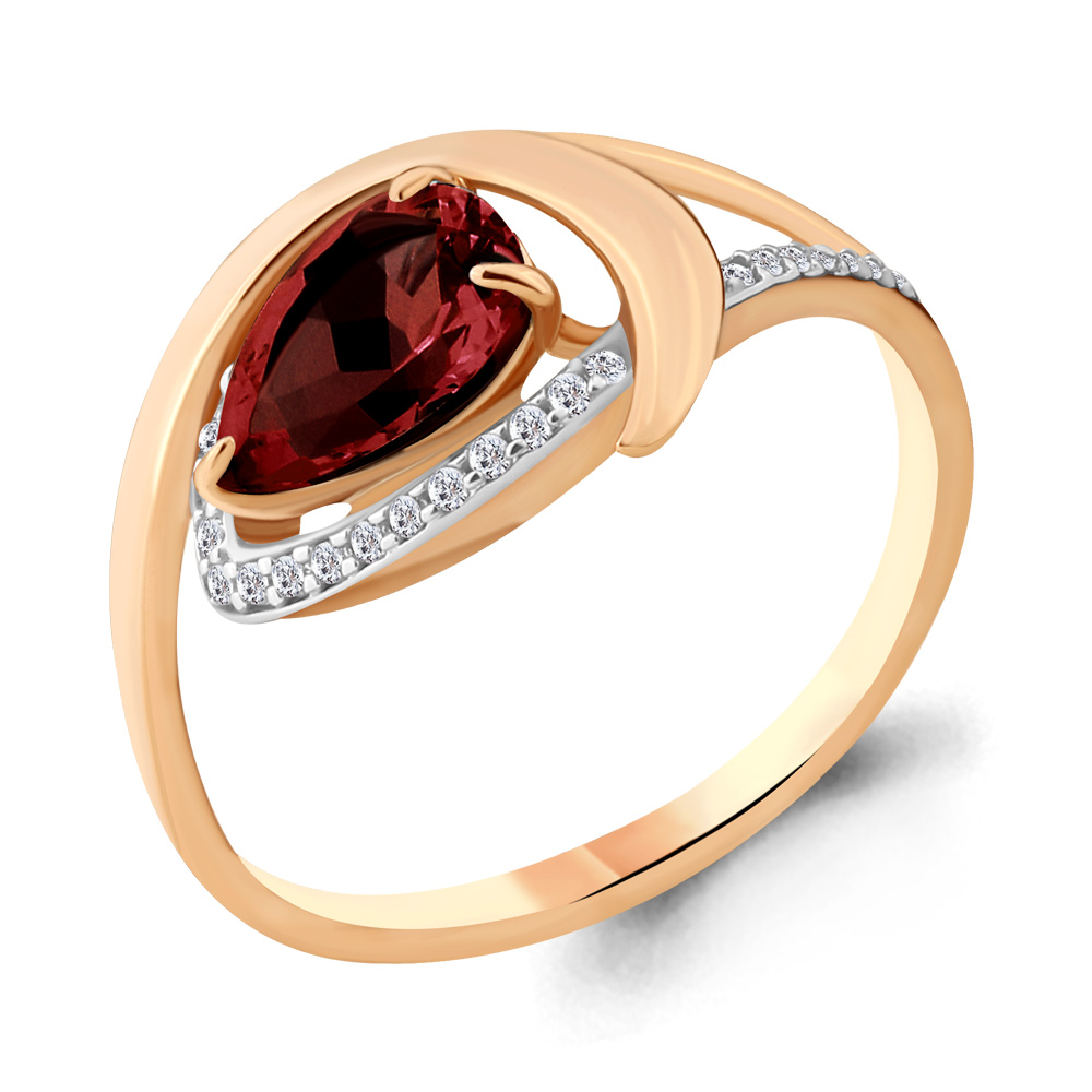

Кольцо из серебра с гранатом р. 19 Aquamarine 6580403А_925_з, 6580403А_925_з