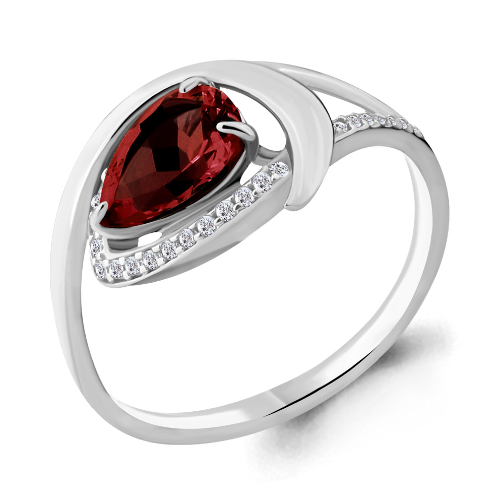 

Кольцо из серебра с гранатом р.  Aquamarine 6580403А_925_р, 6580403А_925_р