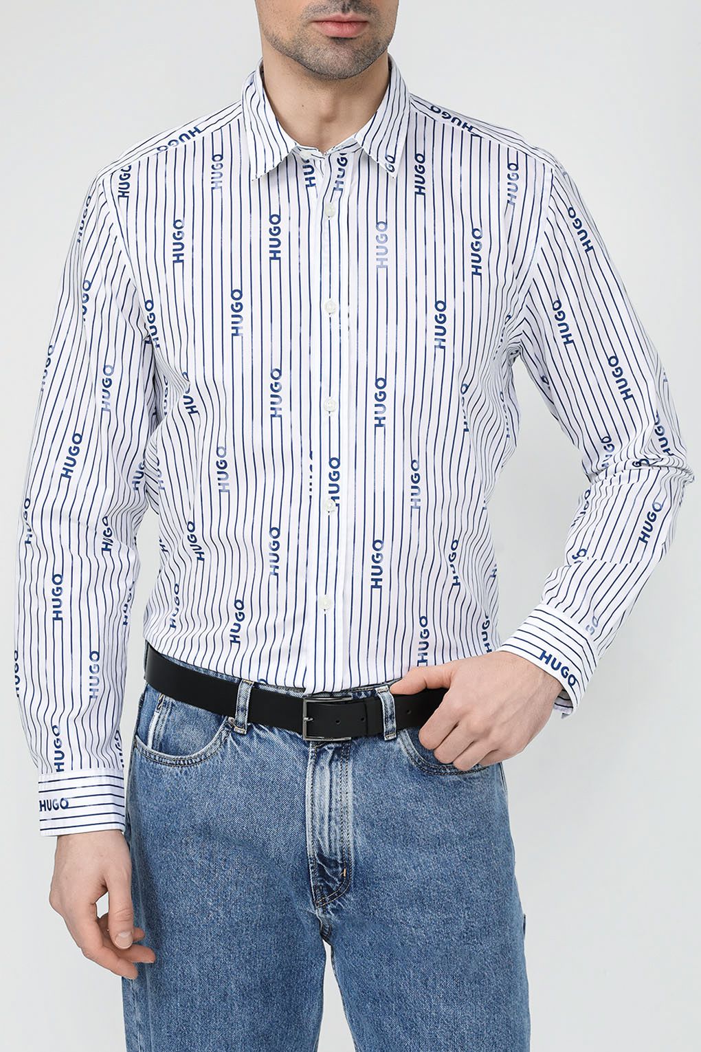 

Рубашка мужская HUGO 50508614 синяя XL, Синий, 50508614