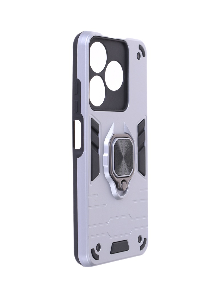 

Чехол DF для Tecno Spark 10 / 10C с магнитом и кольцом Silver tArmor-03, Серебристый, Tecno Spark 10 / 10C