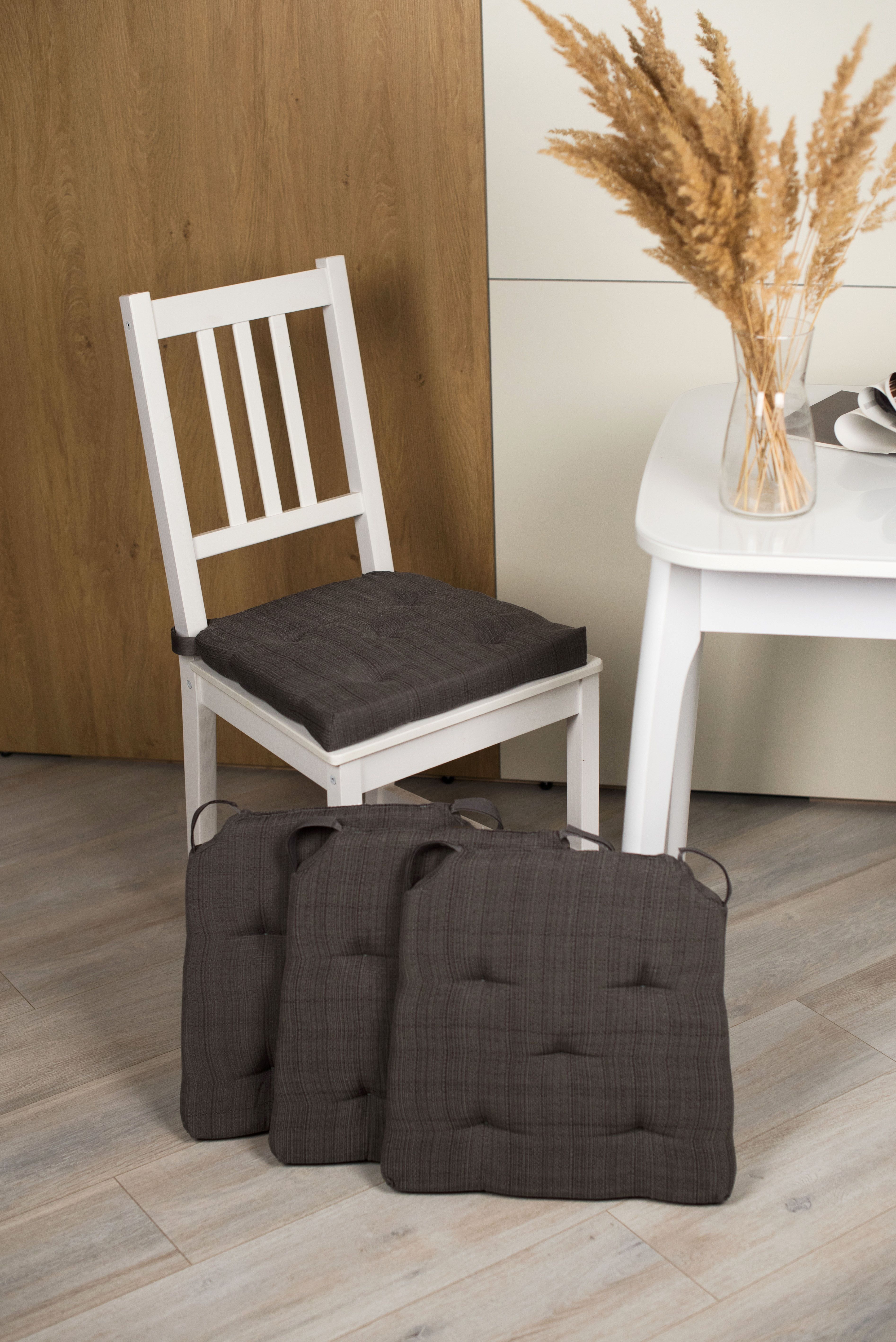 

Комплект сидушек Linen Way Юстина 4 шт 41/35x40х4 из поликоттона с липучками , серый, Хоффф-4