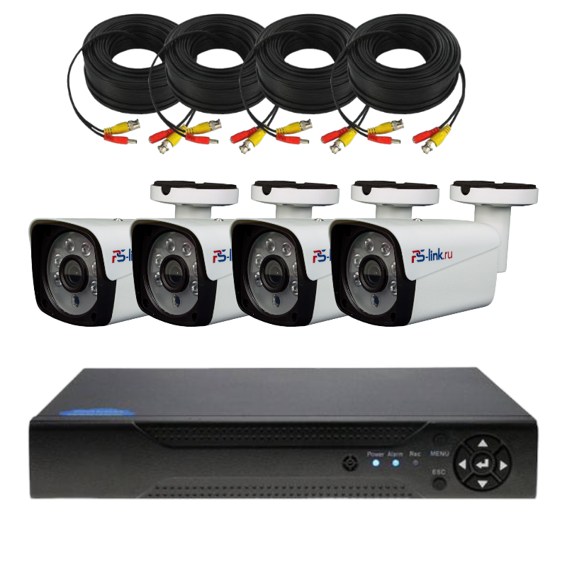 

Комплект видеонаблюдения AHD 8Мп Ps-Link KIT-С804HD 4 камеры, Белый, KIT-С804HD