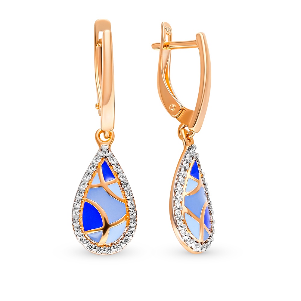 

Серьги подвески из серебра 585Gold 702010263, фианит/эмаль, 702010263
