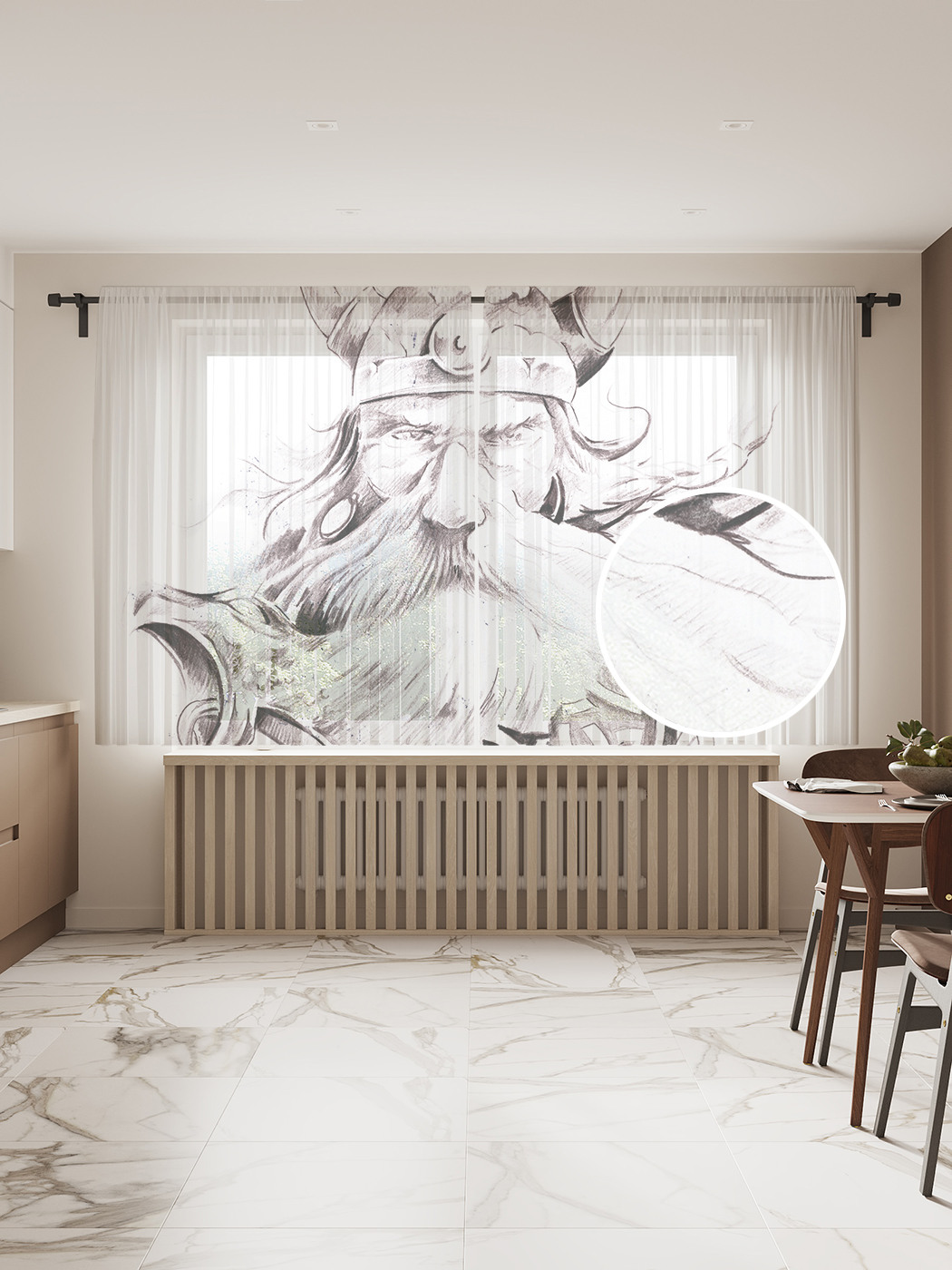 

Фототюль JoyArty "Взгляд викинга", 145x180 см (2 полотна со шторной лентой + 50 крючков), Взгляд викинга