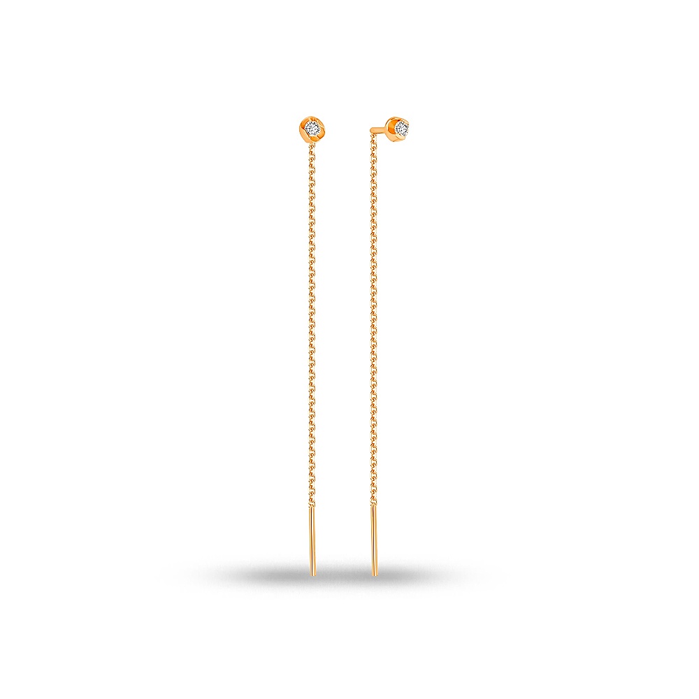 

Серьги продевки из серебра 585Gold 702010430, фианит, 702010430