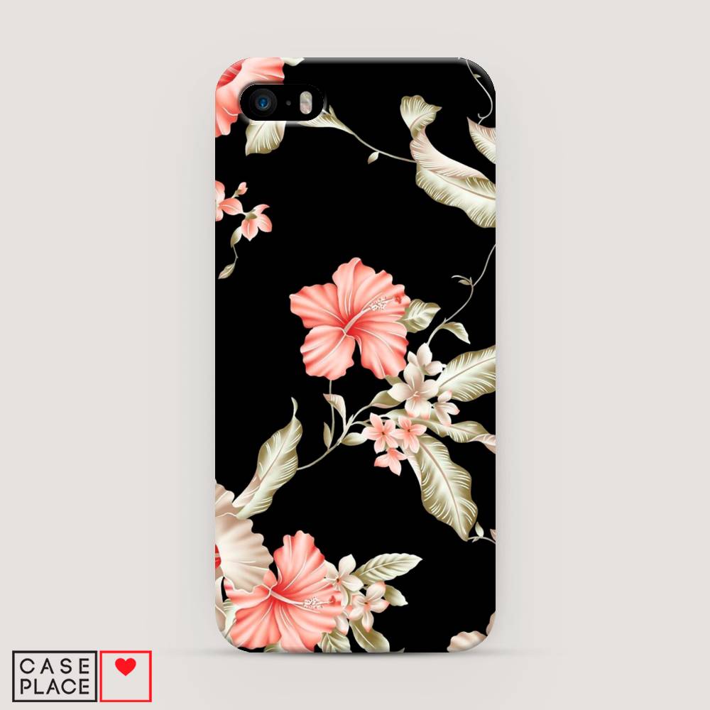 

Пластиковый чехол "Цветы на черном" на Apple iPhone 5, 10320-6