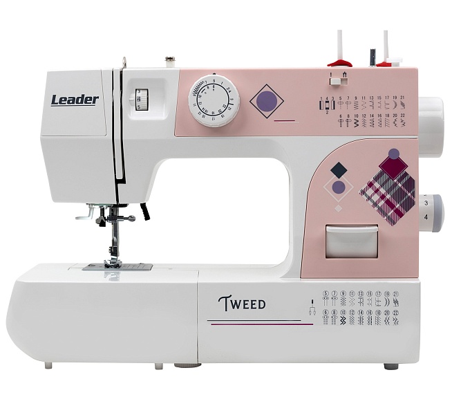 Швейная машина Leader Tweed белый, розовый швейная машина chayka 2250 расширительный столик белый розовый