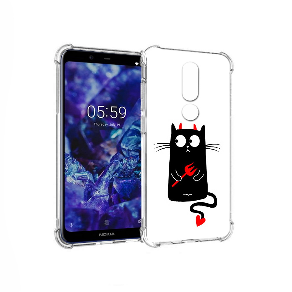 

Чехол MyPads Tocco для Nokia 5.1 Plus Кот демон (PT119548.120.97), Прозрачный, Tocco