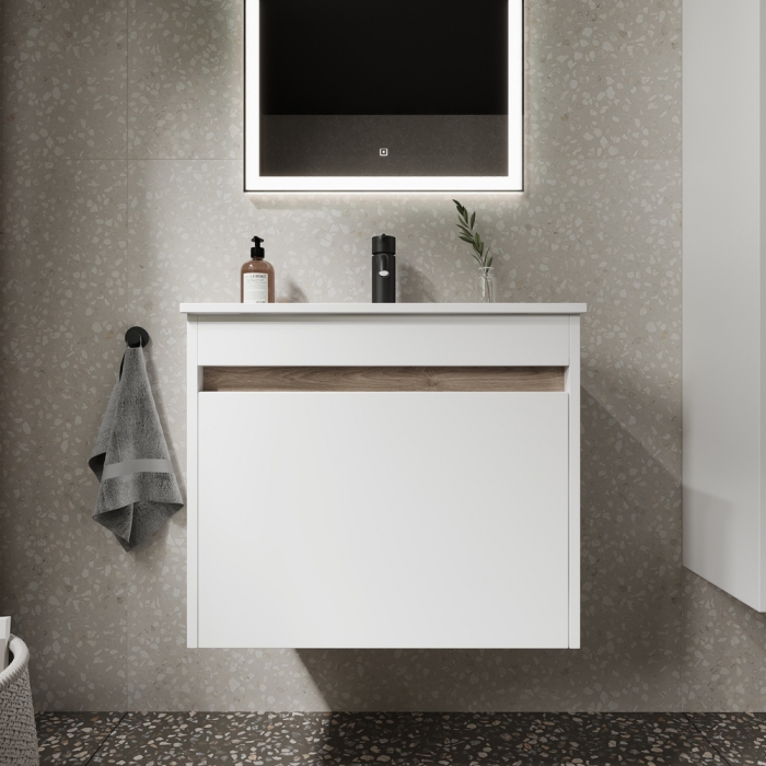 

Тумба с раковиной Sancos Smart 60 белая, SM60W+CN7001, Белый, Smart