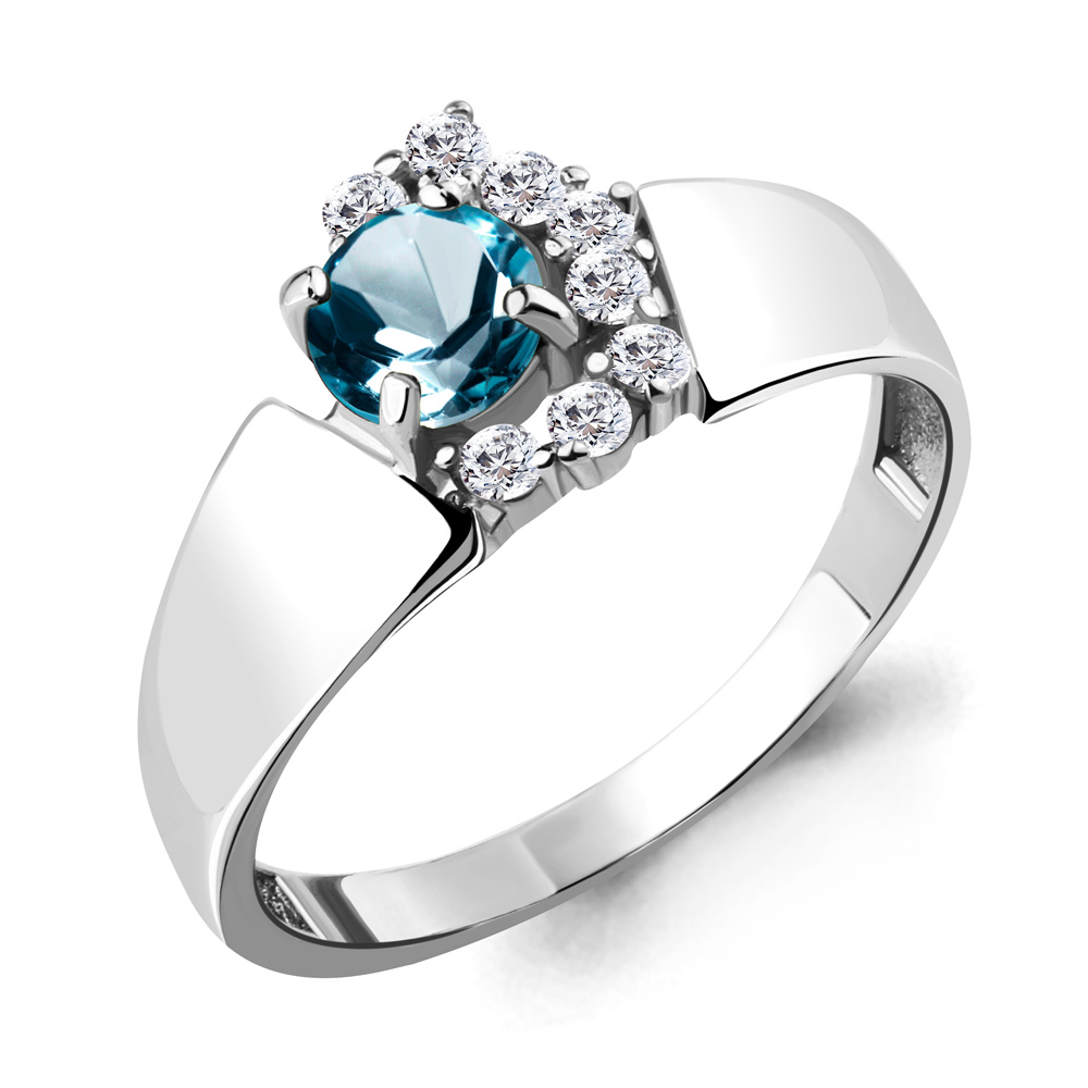 

Кольцо из серебра с топазом р. 16,5 Aquamarine 6581008А_925_р, 6581008А_925_р