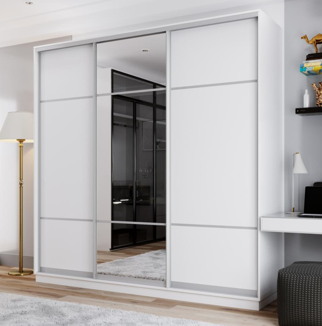 

Шкаф-купе QualisMebel Рамира 2200х450х2700, Белый, Рамира