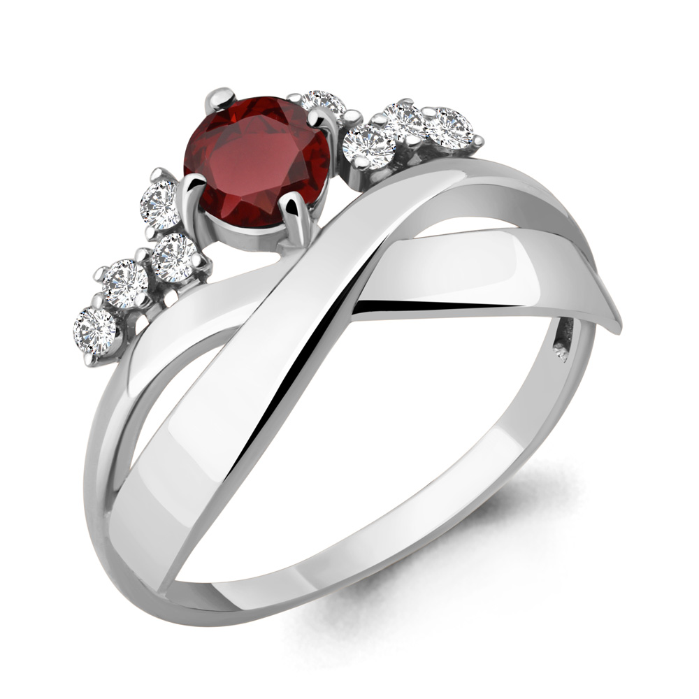 

Кольцо из серебра с гранатом р.  Aquamarine 6581303А_925_р, 6581303А_925_р
