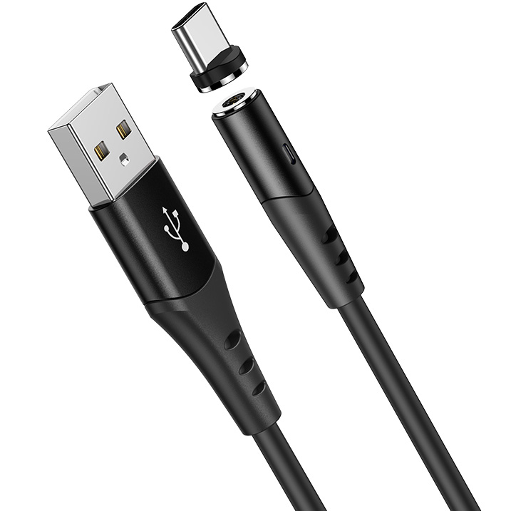 фото Магнитный кабель usb 2.0 a (m) - usb type-c (m) 1м hoco x60 honorific - черный