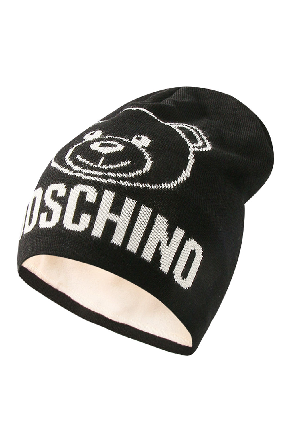 Шапка бини женская MOSCHINO 65344/ M2786 черная, р.50